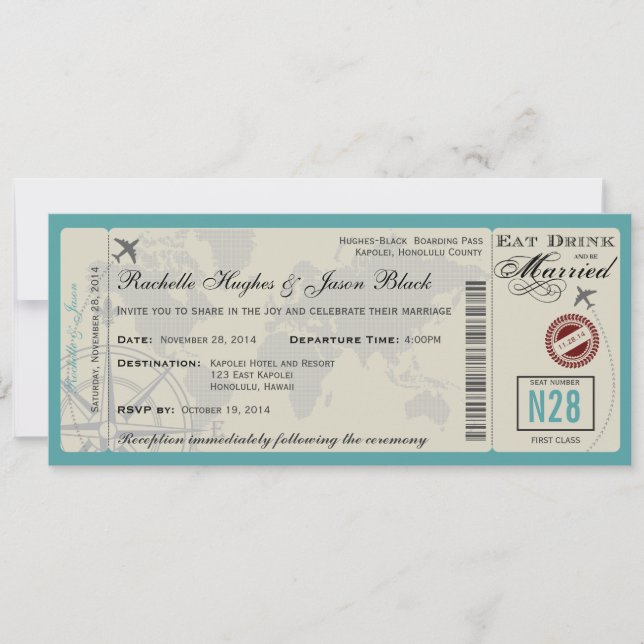 Airline Ticket Wedding Invitation (Front)