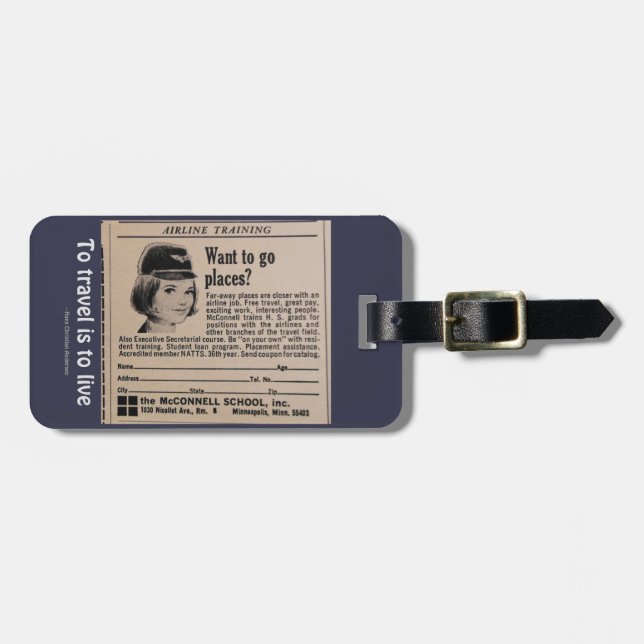 Airline Travel Airline Crewmember Recruitment Ad Luggage Tag (Front Horizontal)