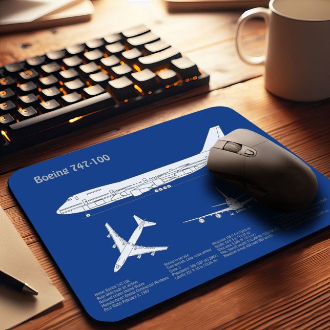 Airliner 747 - Airplane Blueprint Drawing Plan ABD Mouse Pad (Creator Uploaded)
