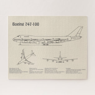 Airliner 747 - Airplane Blueprint Drawing Plans SD Jigsaw Puzzle