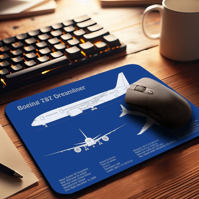 Airliner 787 - Airplane Blueprint Drawing Plan ABD Mouse Pad (Creator Uploaded)