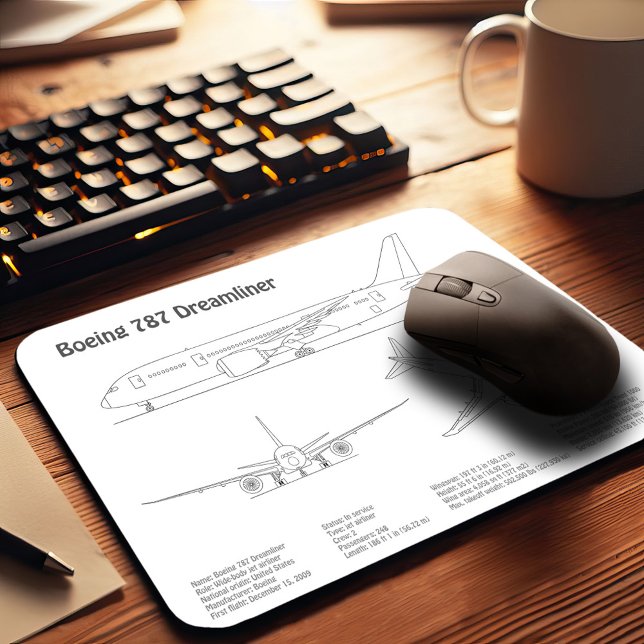 Airliner 787 - Airplane Blueprint Drawing Plans BD Mouse Pad (Creator Uploaded)