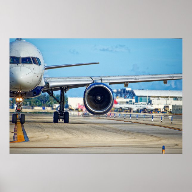 Airliner taxiing toward departure poster (Front)