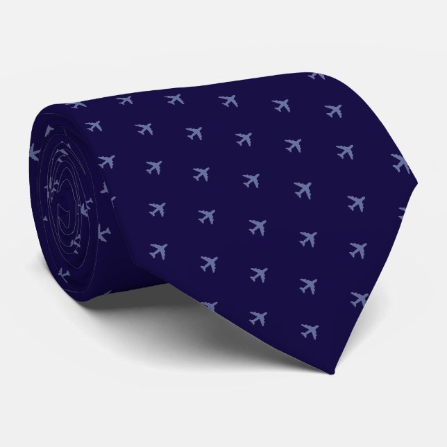 Airlines Blue Airplanes Tie for a Pilot (Rolled)