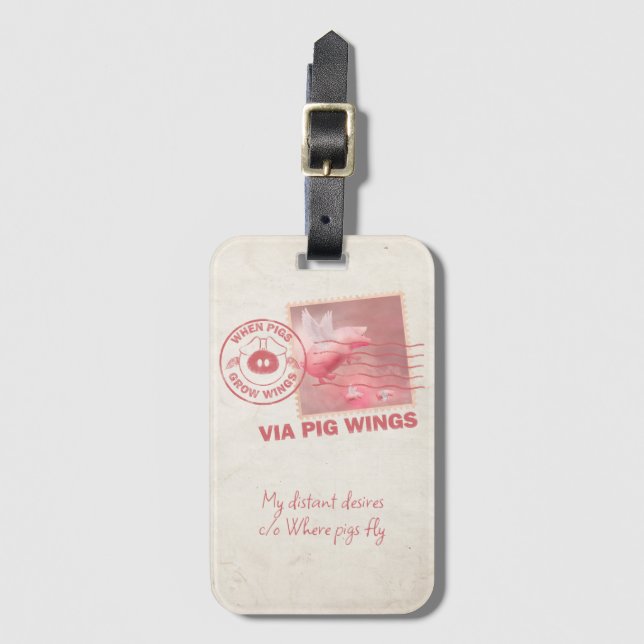 Airmail Flying Pig Postage Luggage Tag (Front Vertical)