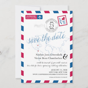 Airmail Heart New York and Colombia Save the Date