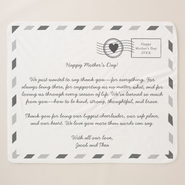 Airmail Love Letter to Mom Sherpa Blanket (Front (Horizontal))