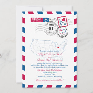 Airmail Ohio Wedding Invitation