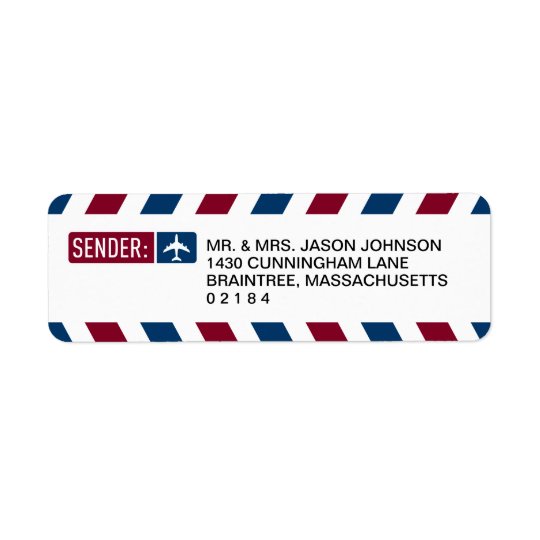 Airmail RETURN ADDRESS Mailing Return Address Label