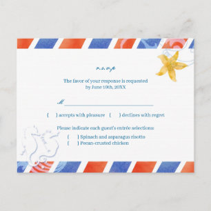 Airmail SeaHorse Beach Wedice Menu Choice RSVP