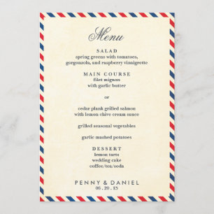 Airmail Wedding Menu