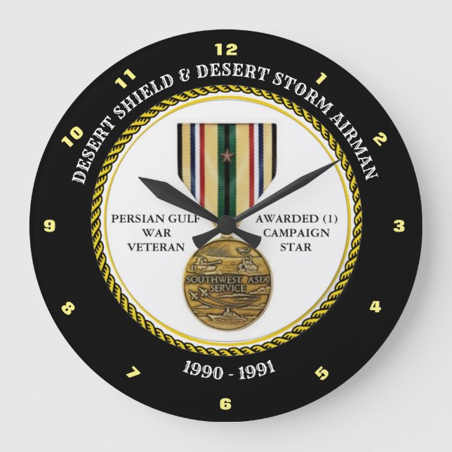 AIRMAN  1 STAR  / DESERT SHIELD & STORM LARGE CLOCK (Front)