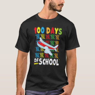 Airplane 100 Days of School For Teachers Boys Girl T-Shirt