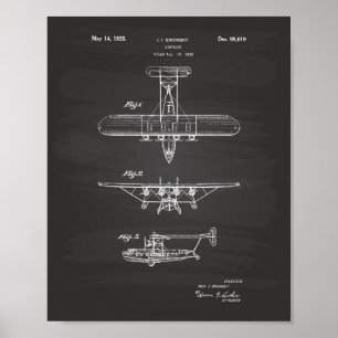 Airplane 1935 Patent Art Chalkboard Poster