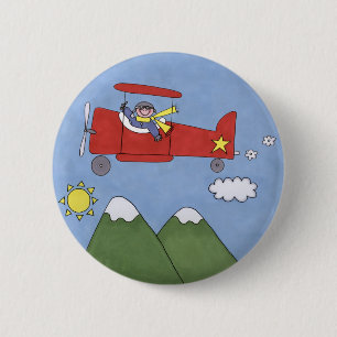 Airplane 2 Inch Round Button