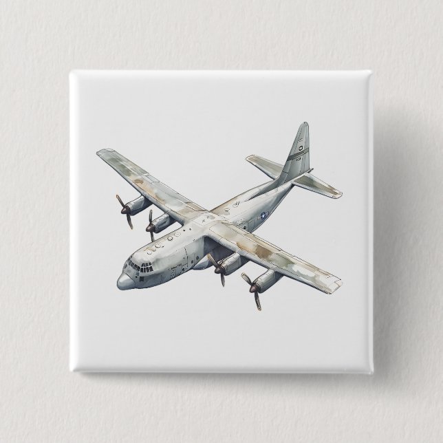 Airplane 2 Inch Square Button (Front)