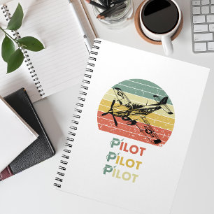 Airplane against a Retro Vintage Sunset, Aviation Notebook