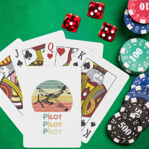 Airplane against a Retro Vintage Sunset, Aviation Playing Cards