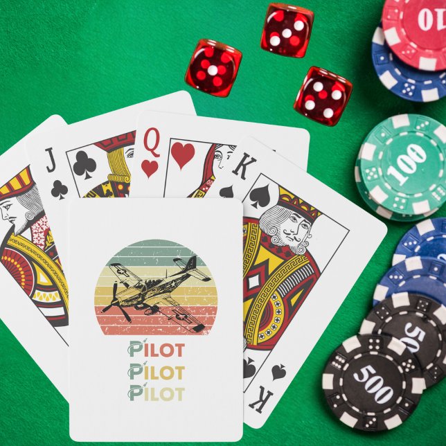 Airplane against a Retro Vintage Sunset, Aviation Playing Cards (Creator Uploaded)