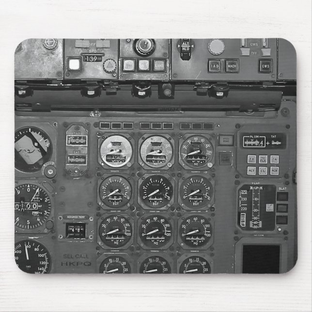 Airplane Aircraft Flight Deck Cockpit Pilot Flies Mouse Pad (Front)