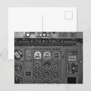 Airplane Aircraft Flight Deck Cockpit Pilot Flies Postcard