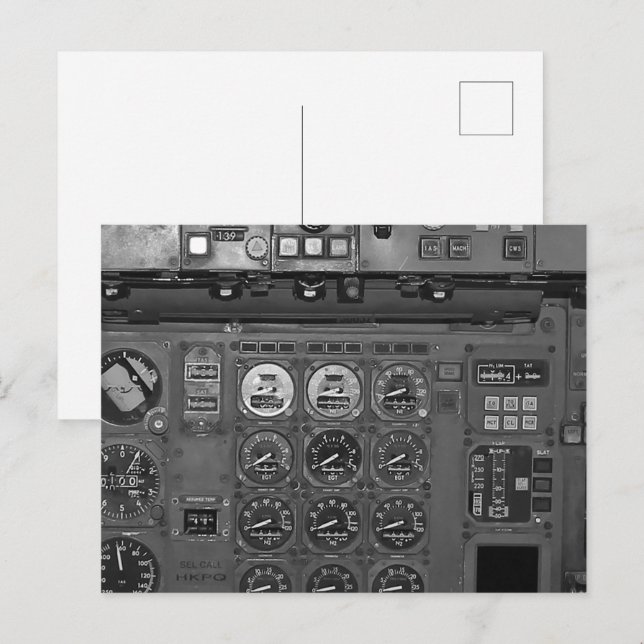 Airplane Aircraft Flight Deck Cockpit Pilot Flies Postcard (Front/Back)