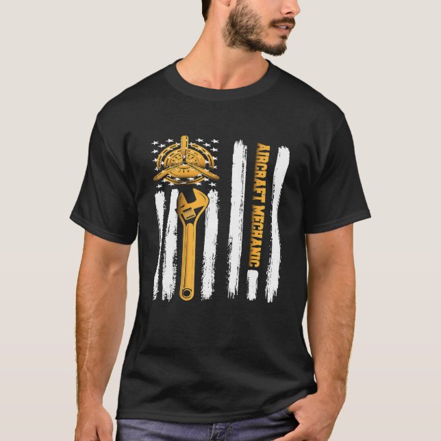 Airplane Aircraft Mechanic Aviation Tech American  T-Shirt (Front)