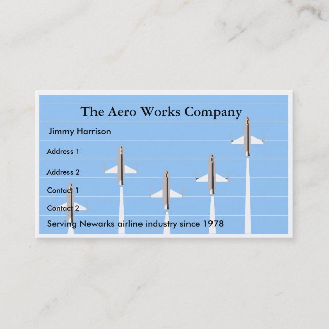 Airplane Airline Aeronautics Aviation Business Card (Front)