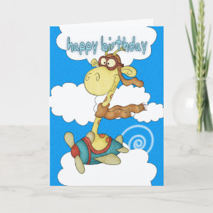 Airplane / Airplane Giraffe Birthday Card - Child