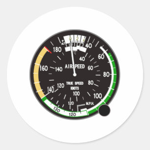 Airplane Airspeed Indicator Classic Round Sticker