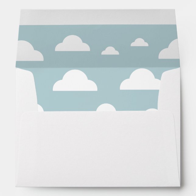 Airplane and Clouds Birthday Party Return Address  Envelope (Back (Bottom))