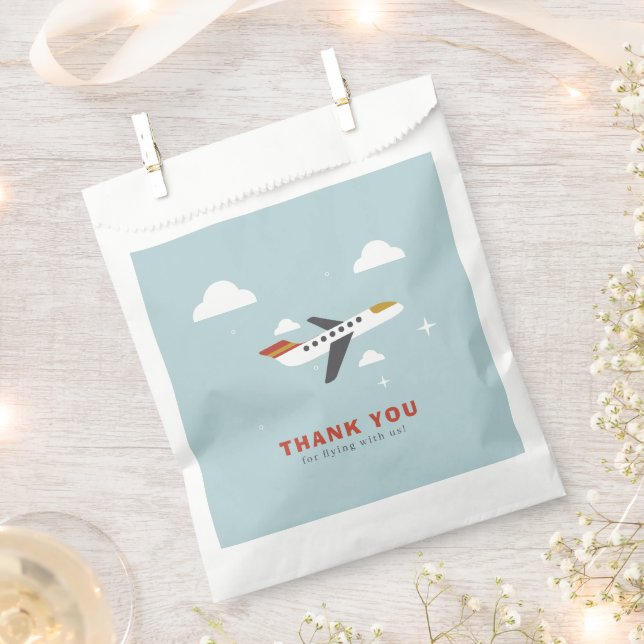Airplane and Clouds Kids Birthday Thank You Favour Bag (Clipped)