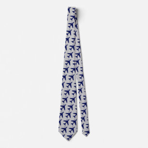 airplane and compass design dark Blue Tie