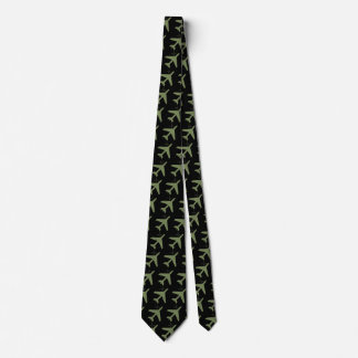 airplane and compass design green tie