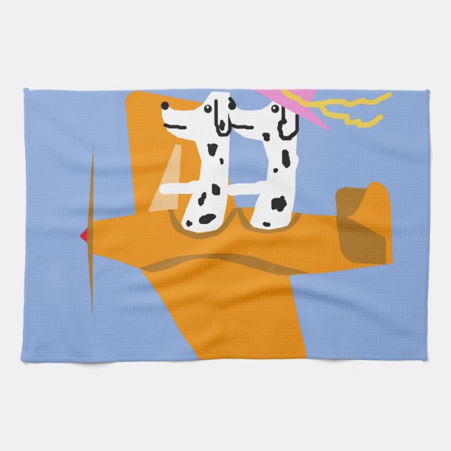 Airplane and Dalmatians Kitchen Towel (Horizontal)