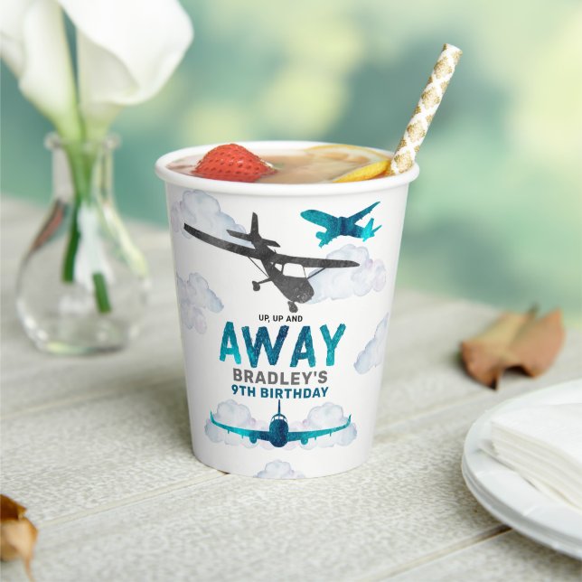 Airplane Aviation Any Age Birthday Party Paper Cups (Insitu)
