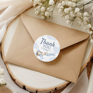 Airplane Aviator Clouds Favour Thank You Tag