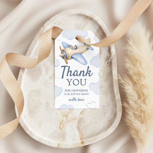 Airplane Aviator Clouds Favour Thank You Tag