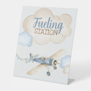 Airplane Aviator Pilot 1st Birthday Drinks Fuellin Pedestal Sign