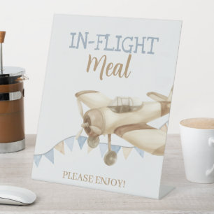 Airplane Aviator Pilot 1st Birthday Food Eat  Pedestal Sign