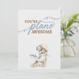Airplane Aviator Pilot 1st Birthday  Thank You Card