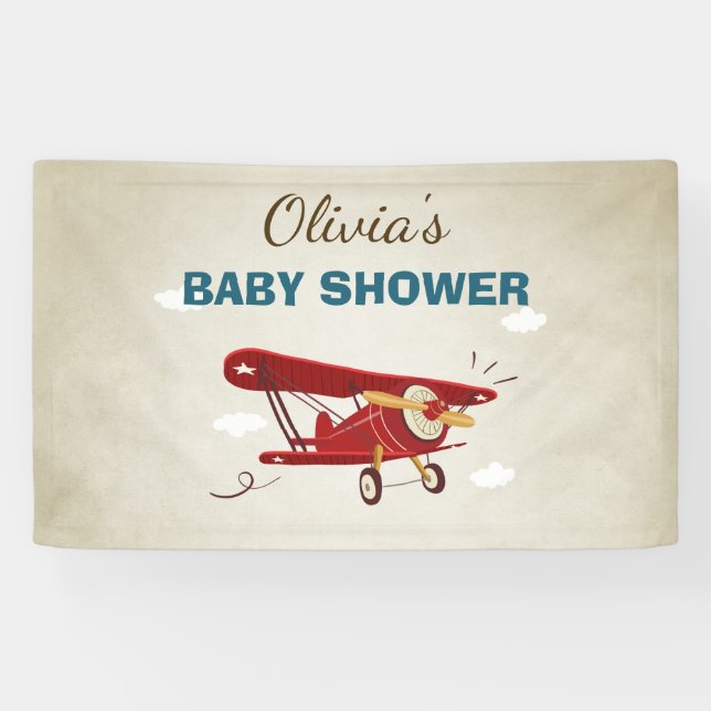 Airplane Baby shower Banner Travel Adventure Boy (Horizontal)