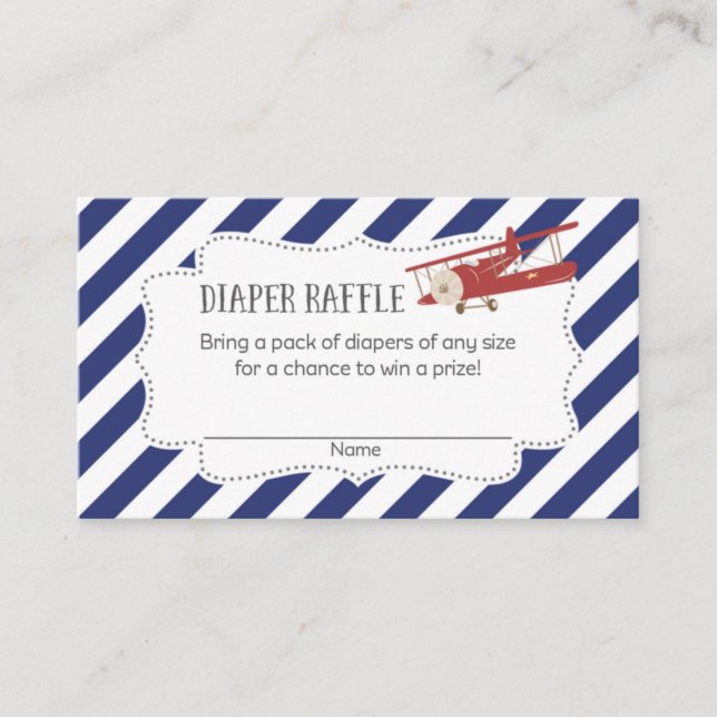 Airplane Baby Shower Diaper Raffle Tickets Enclosure Card (Front)
