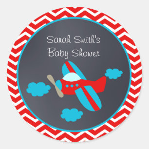 Airplane Baby Shower Favour Stickers