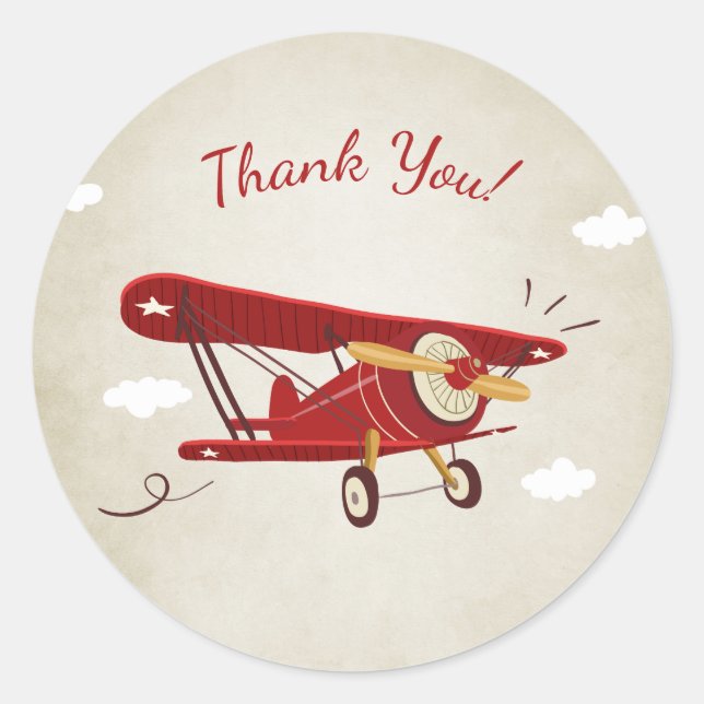 Airplane baby shower favour tag Sticker Adventure (Front)