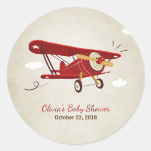 Airplane baby shower favour tag Sticker Adventure