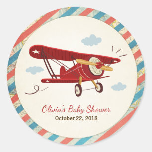 Airplane baby shower favour tag Sticker Adventure