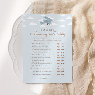 Airplane Baby Shower Guess Who Mommy or Daddy Game Invitation