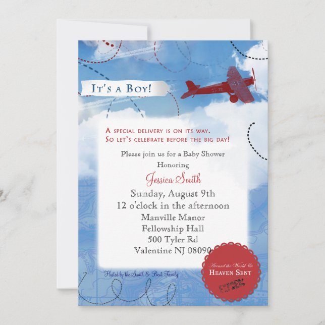 Airplane Baby Shower Invitation (Front)