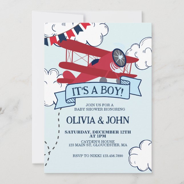 Airplane Baby Shower Invitation (Front)